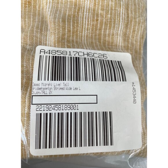 Isaac Mizrahi Live Tall Bridgehampton Striped Wide Leg Linen Pant 2X Dijon NEW - Picture 2 of 7